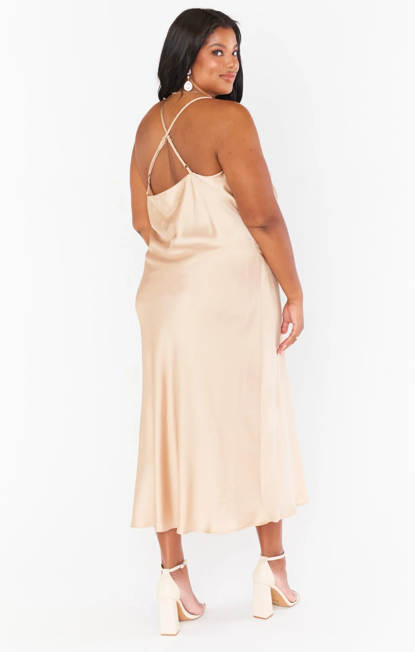 Verona Cowl Dress ~ Champagne Luxe Satin