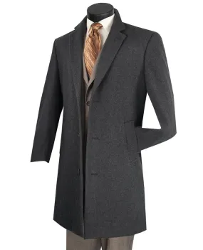 Vinci Wool & Cashmere Regular Fit Top Coat 38" Long in Charcoal CL38