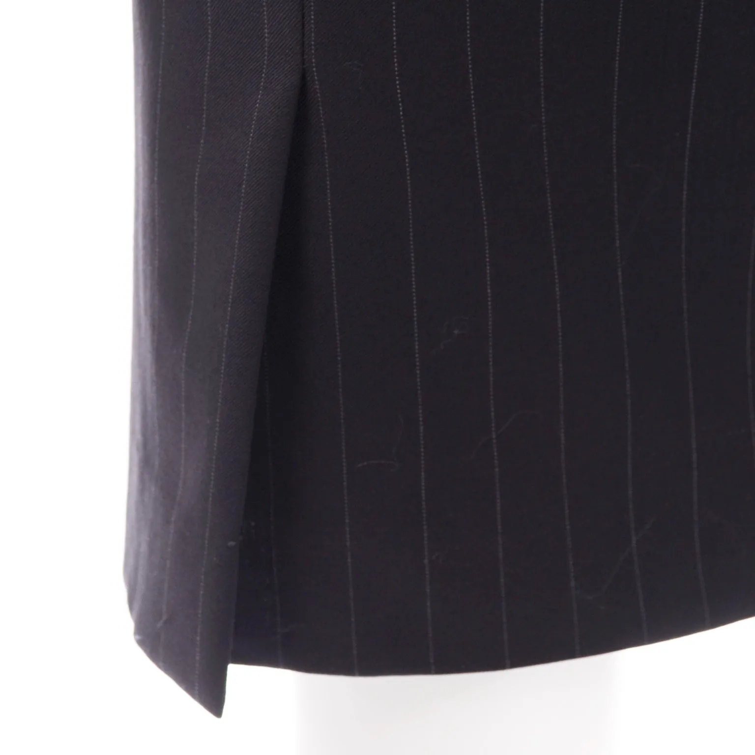 Vintage 1990s Yves Saint Laurent Navy Wool Pinstripe Pencil Skirt