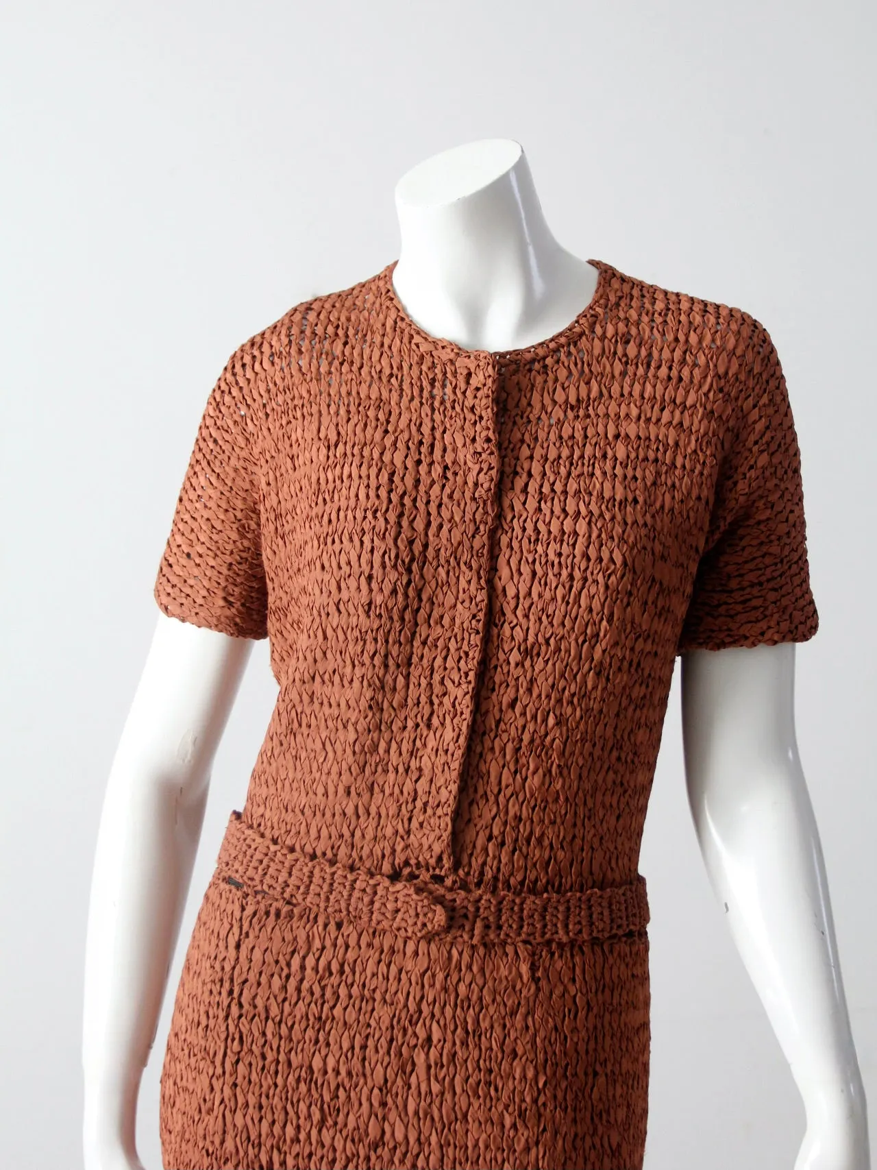 vintage 40s knit ribbon dress