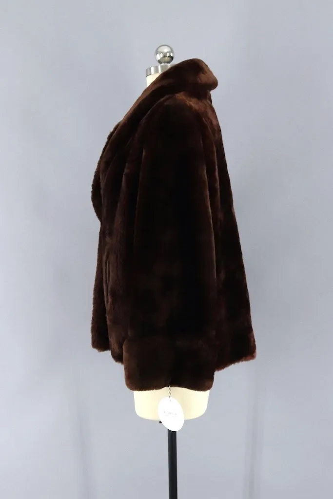 Vintage Brown Mouton Fur Coat