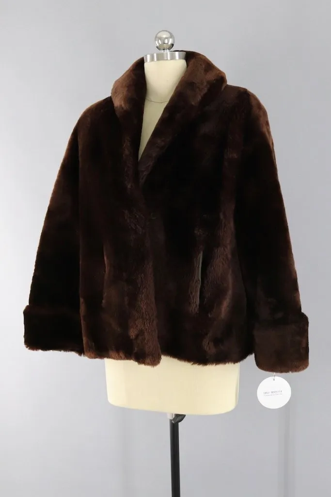 Vintage Brown Mouton Fur Coat