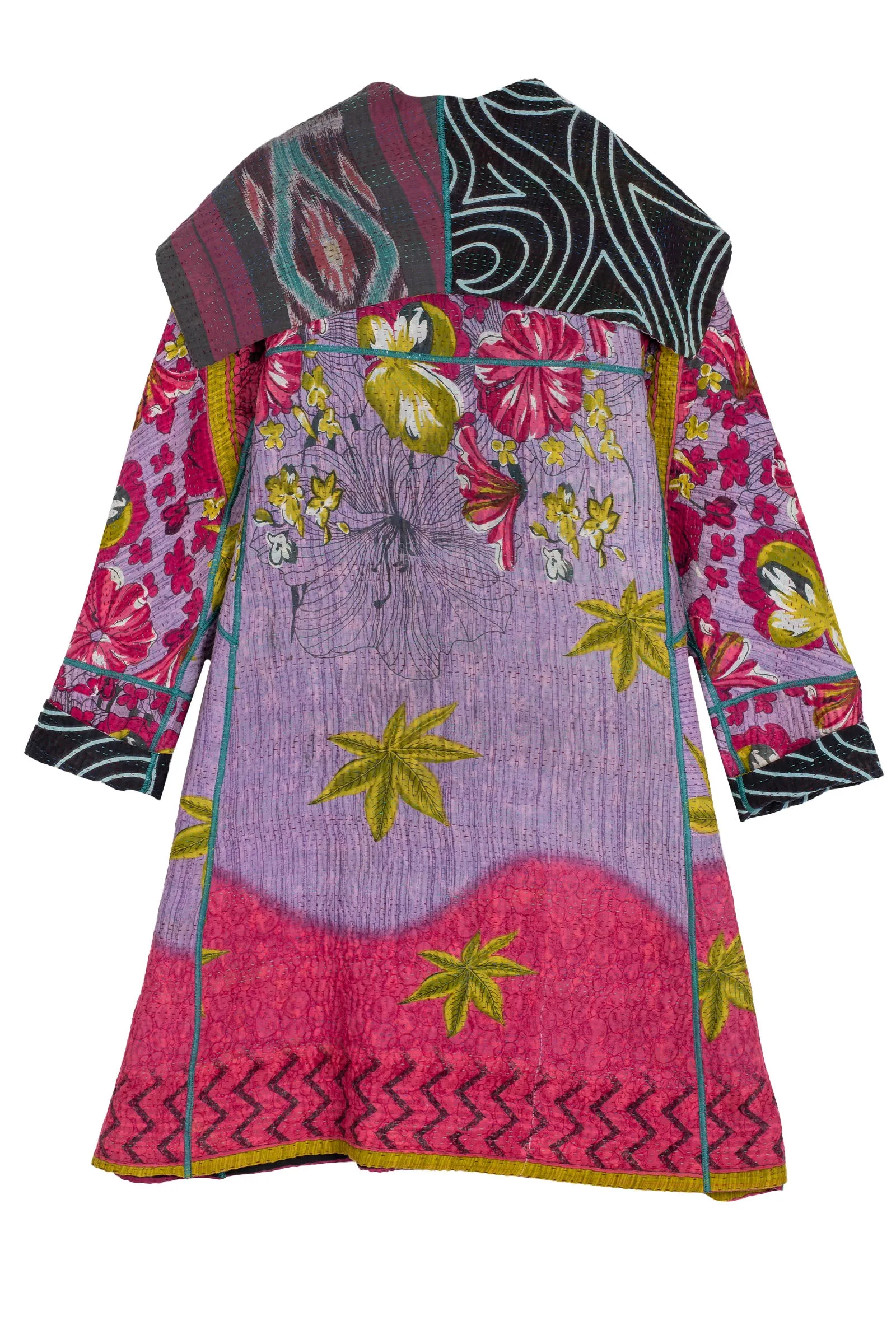 VINTAGE COTTON KANTHA A-LINE COAT - cv4309-0051a -