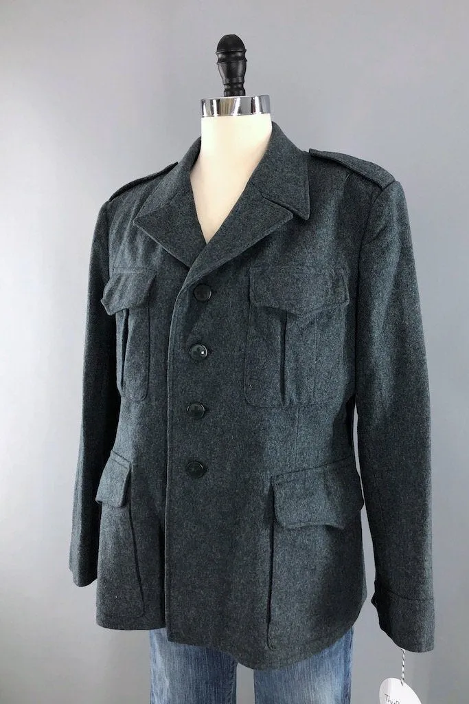 Vintage Swiss Army Wool Military Uniform Jacket