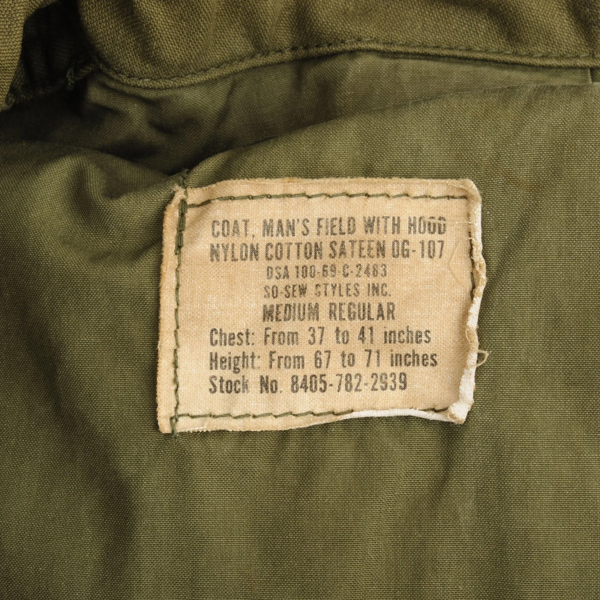 VINTAGE US ARMY M65 FIELD JACKET 1969 VIETNAM WAR SIZE MEDIUM REGULAR