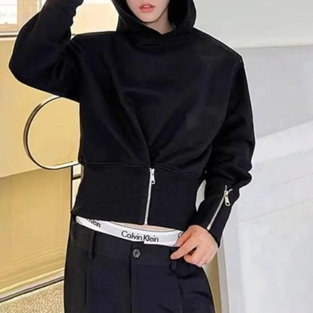 Waist Cuff Zipper Hooded Jacket