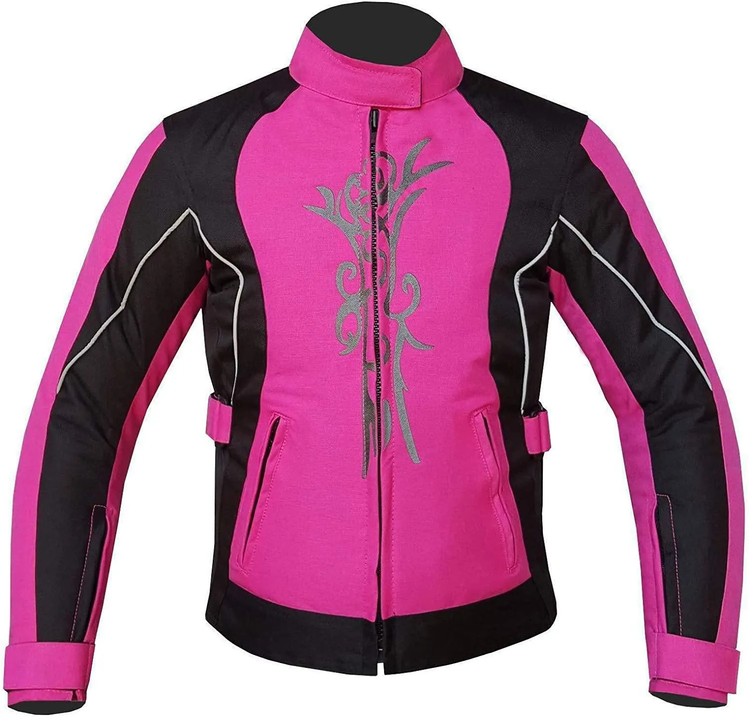 Warrior Gears Women's Graphic Embroidery Motorcycle Jacket, Waterproof Textile Jacket for Women