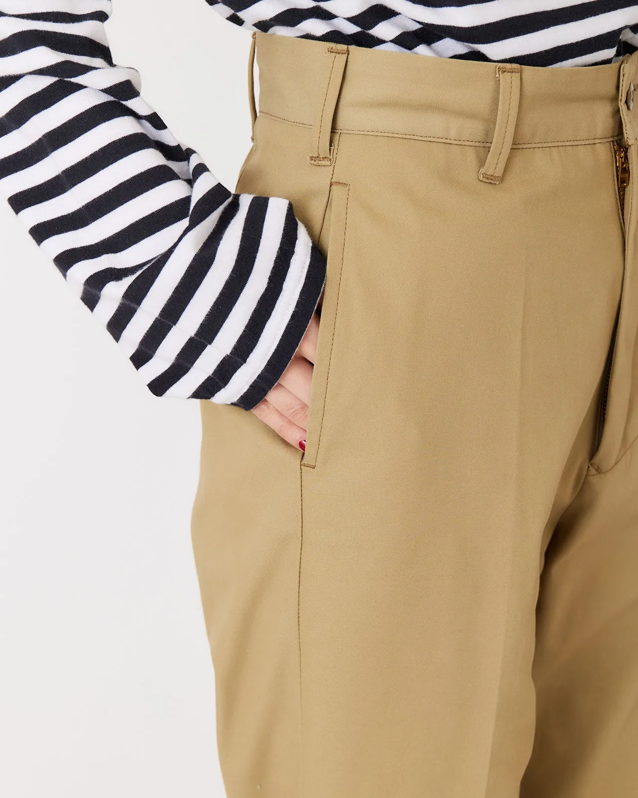 WASHED HIGH WAIST CHINO PANTS