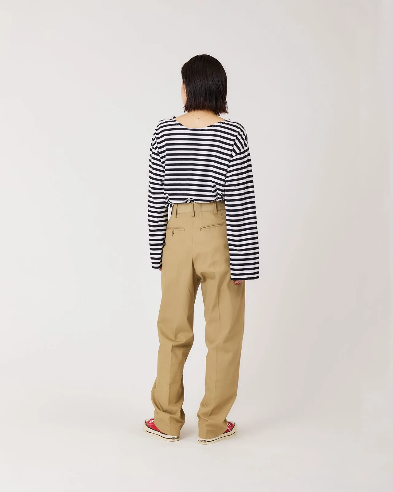 WASHED HIGH WAIST CHINO PANTS