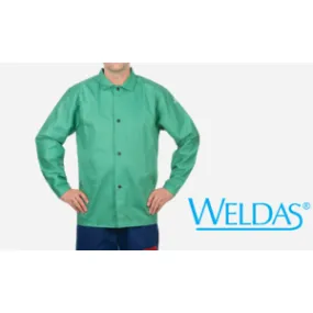 Weldas 33-6630XXL 9oz Green Welding Jacket 30" Cotton FR Size 2XL