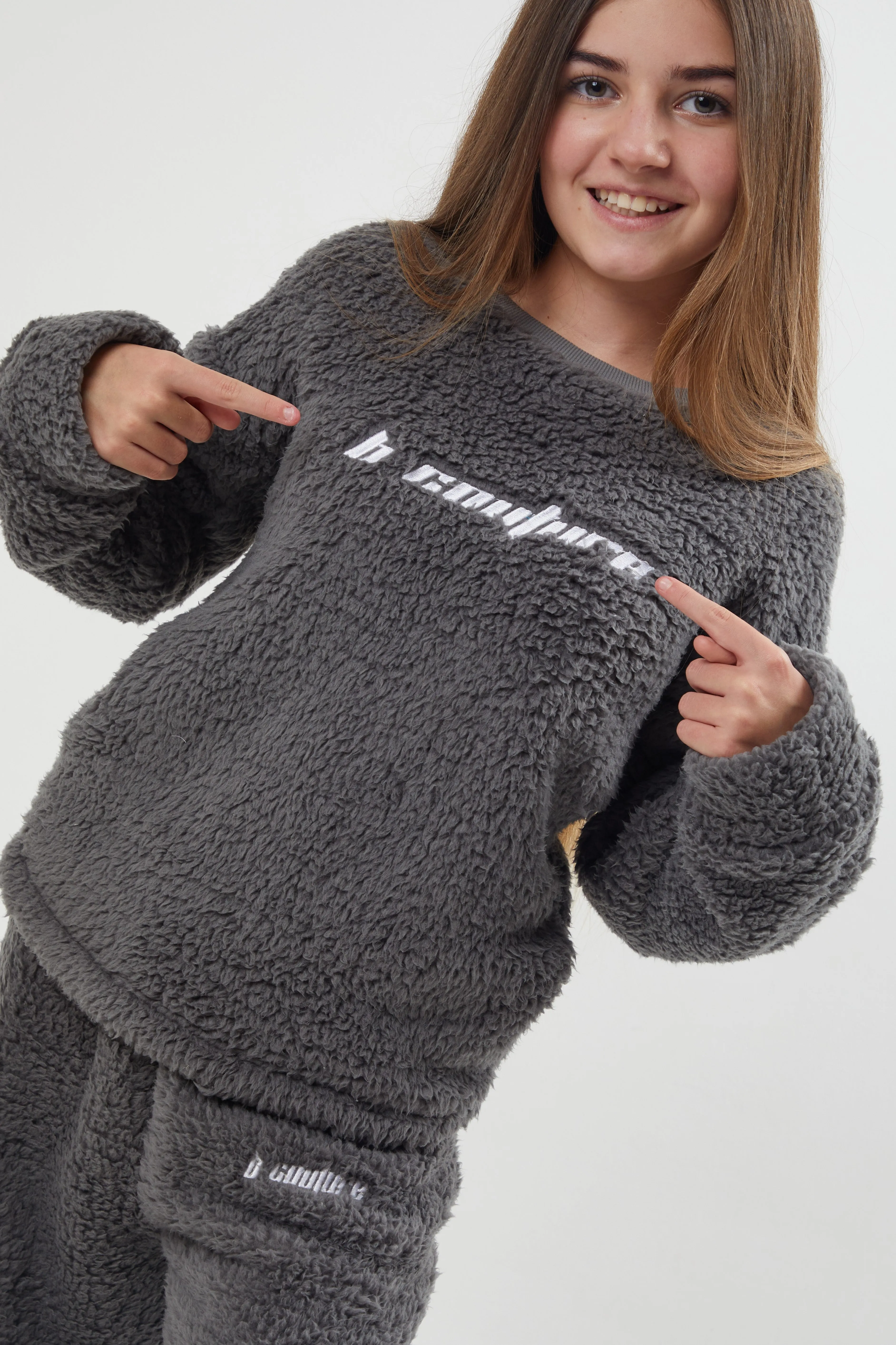 Wellington Teddy Fleece Pyjama Set - Charcoal Grey