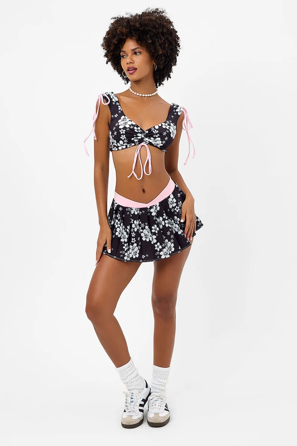 Windy Floral Tennis Skirt - Plush Plumeria