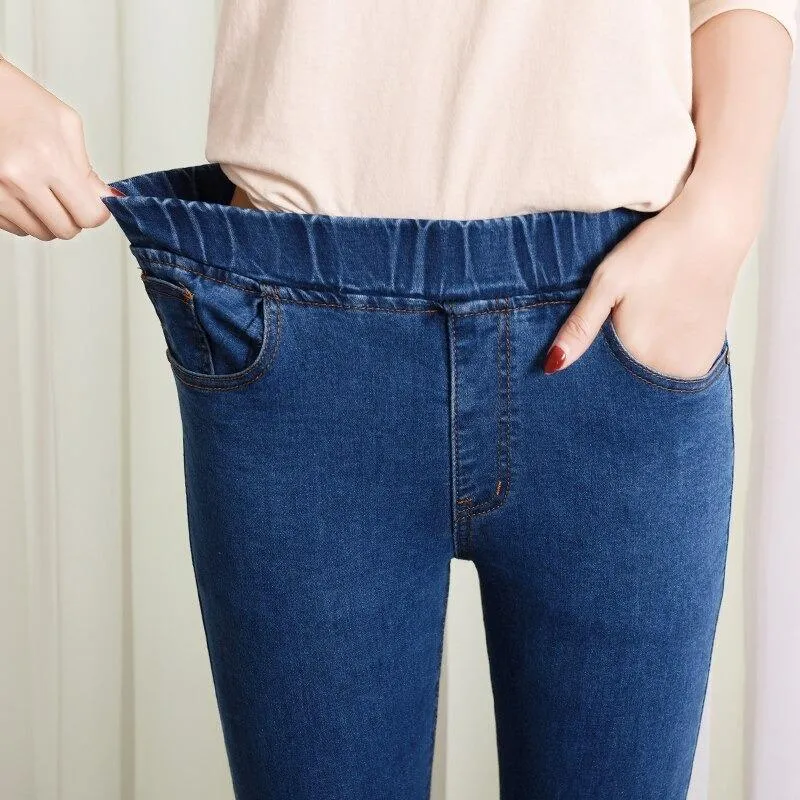 Women's Elastic High Waist Skinny Jeans Skinny Stretch Denim Pants