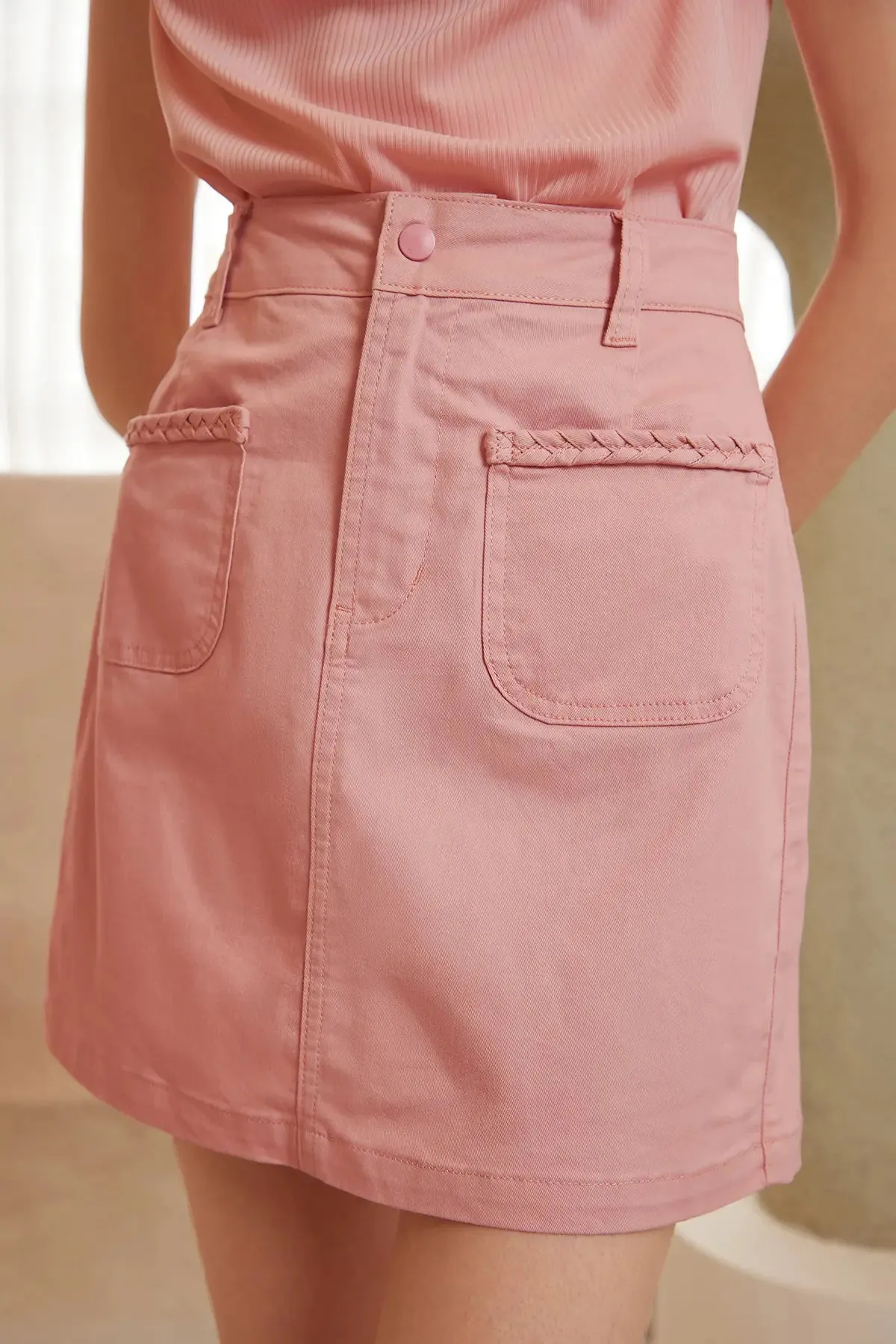 Women's Pocket Button Front High Waist Skirt