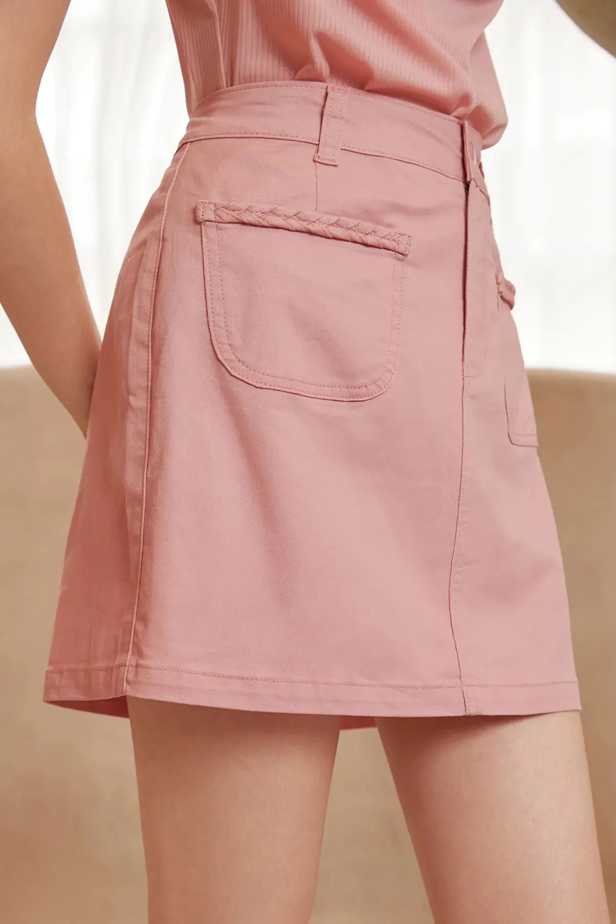 Women's Pocket Button Front High Waist Skirt