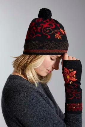 Womens Wildflower Fingerless Gloves and Hat Sets