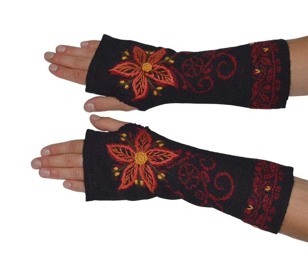 Womens Wildflower Fingerless Gloves and Hat Sets