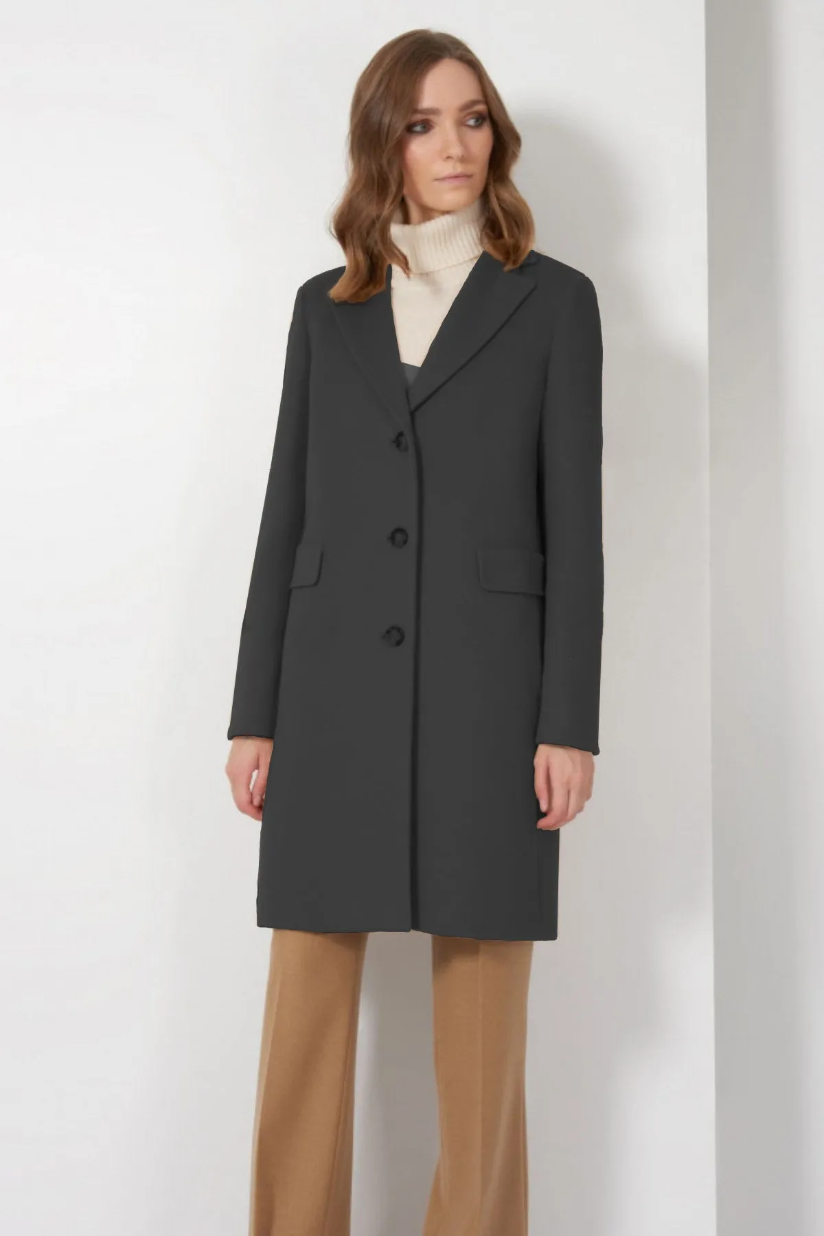 Wool & Cashmere Coat with Notch Collar 38001