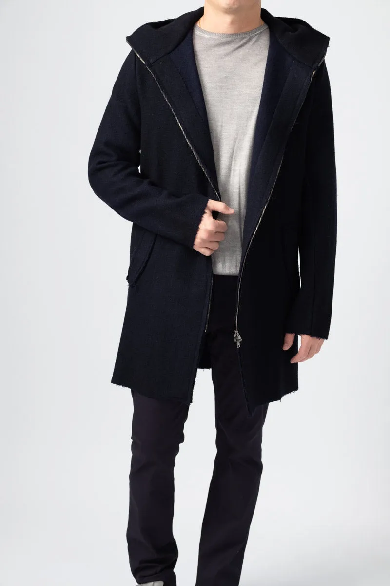 Wool Coat in Navy Blue