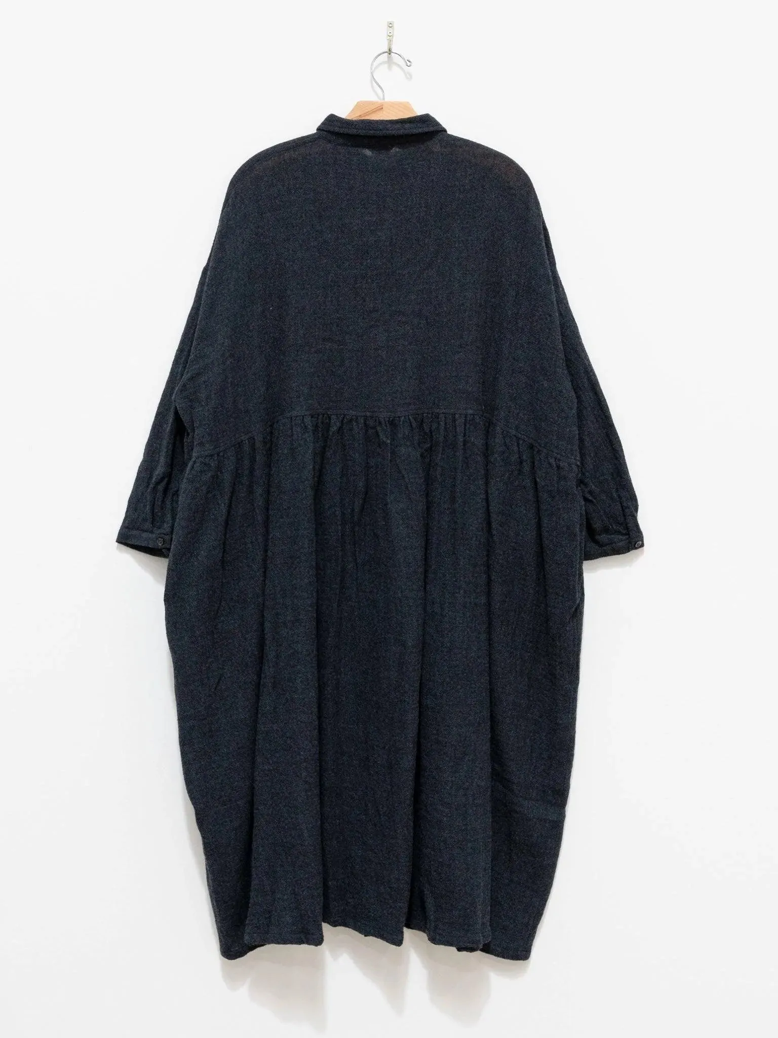 Wool Shirt Dress - Charcoal