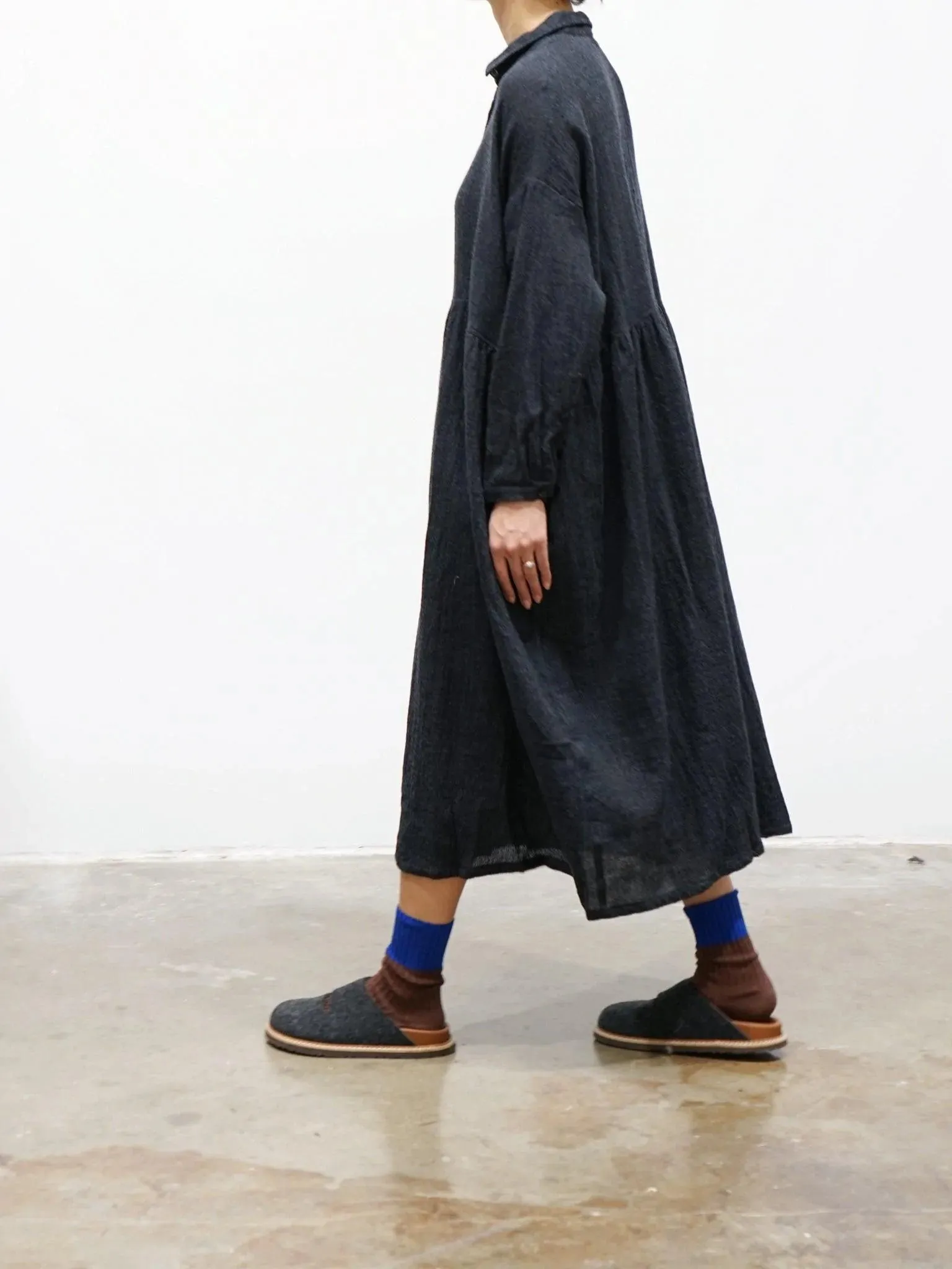 Wool Shirt Dress - Charcoal