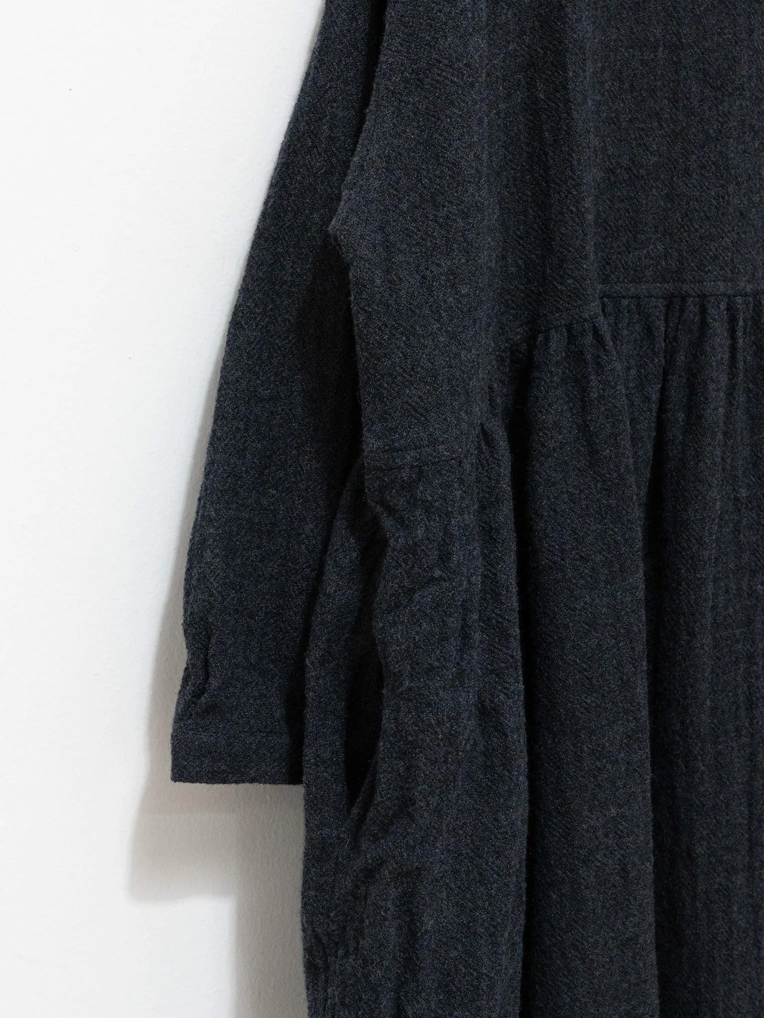 Wool Shirt Dress - Charcoal