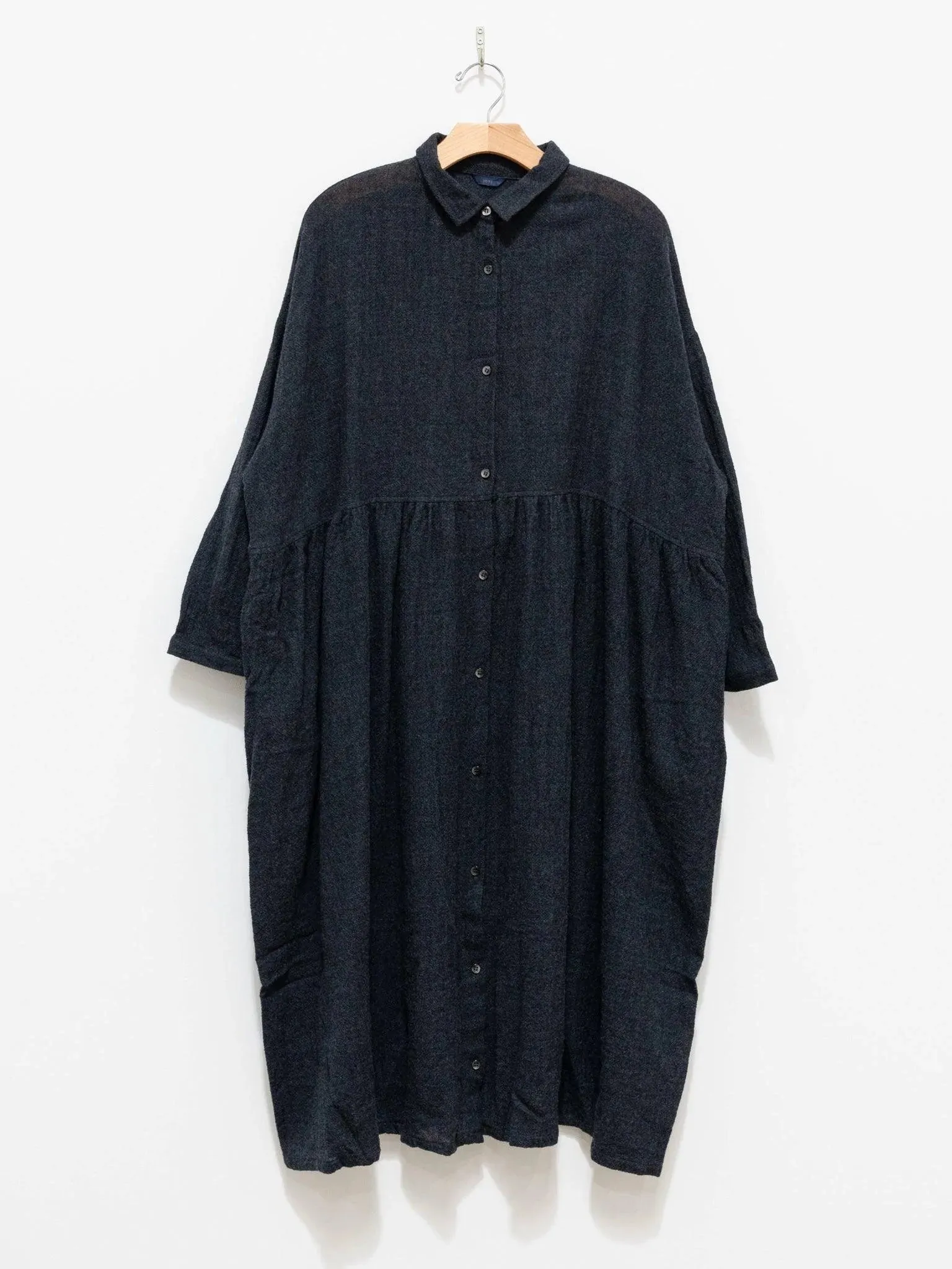 Wool Shirt Dress - Charcoal