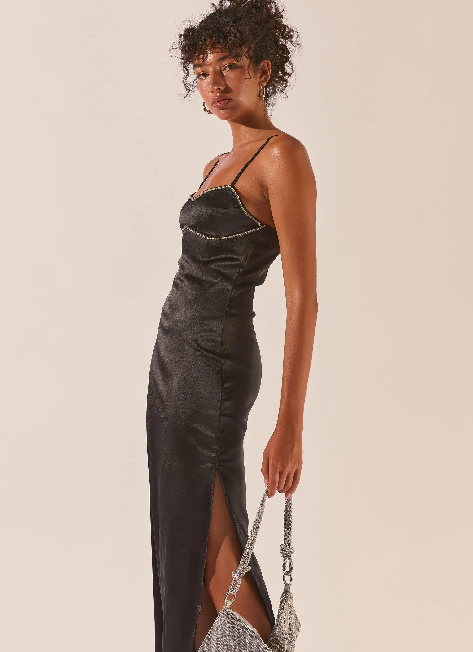 Worst Behaviour Diamante Maxi Dress - Onyx