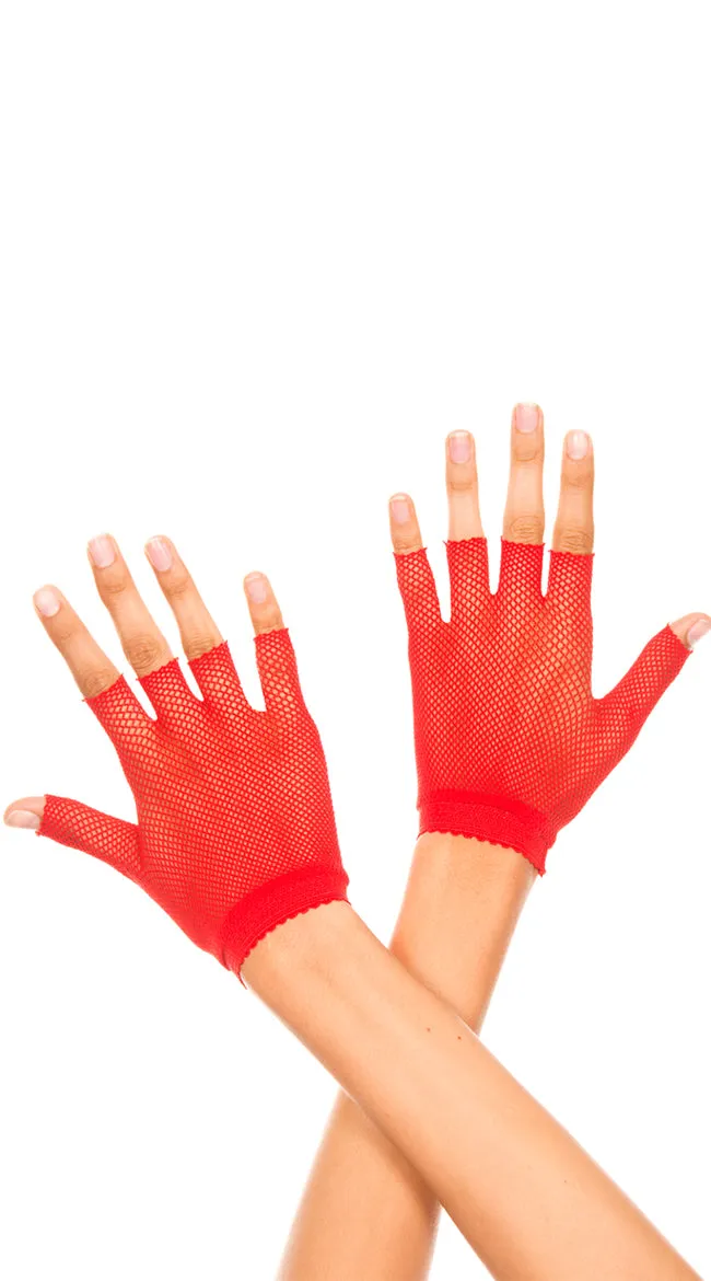 Wrist Length Fishnet Gloves