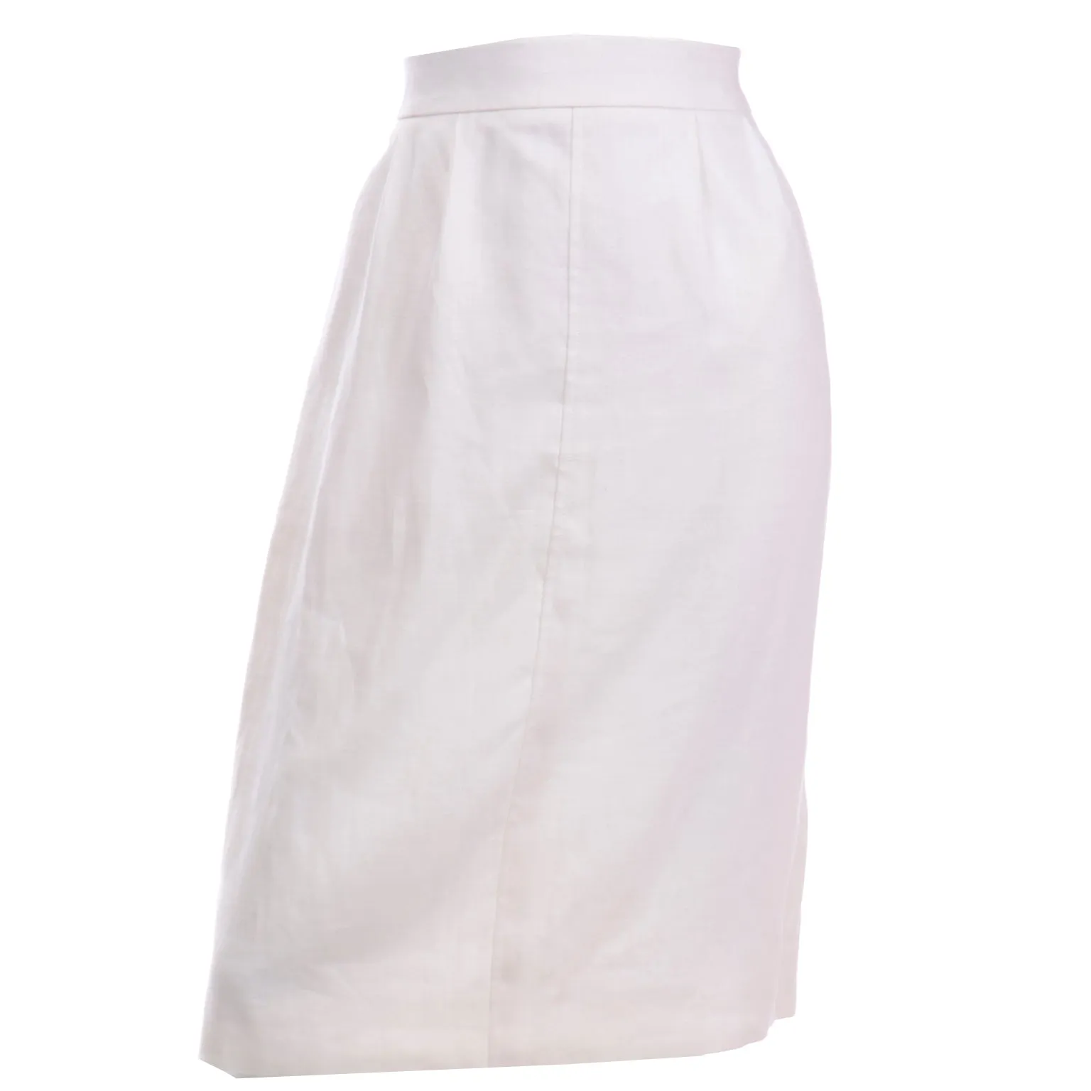 YSL Vintage Yves Saint Laurent White Linen Pencil Skirt