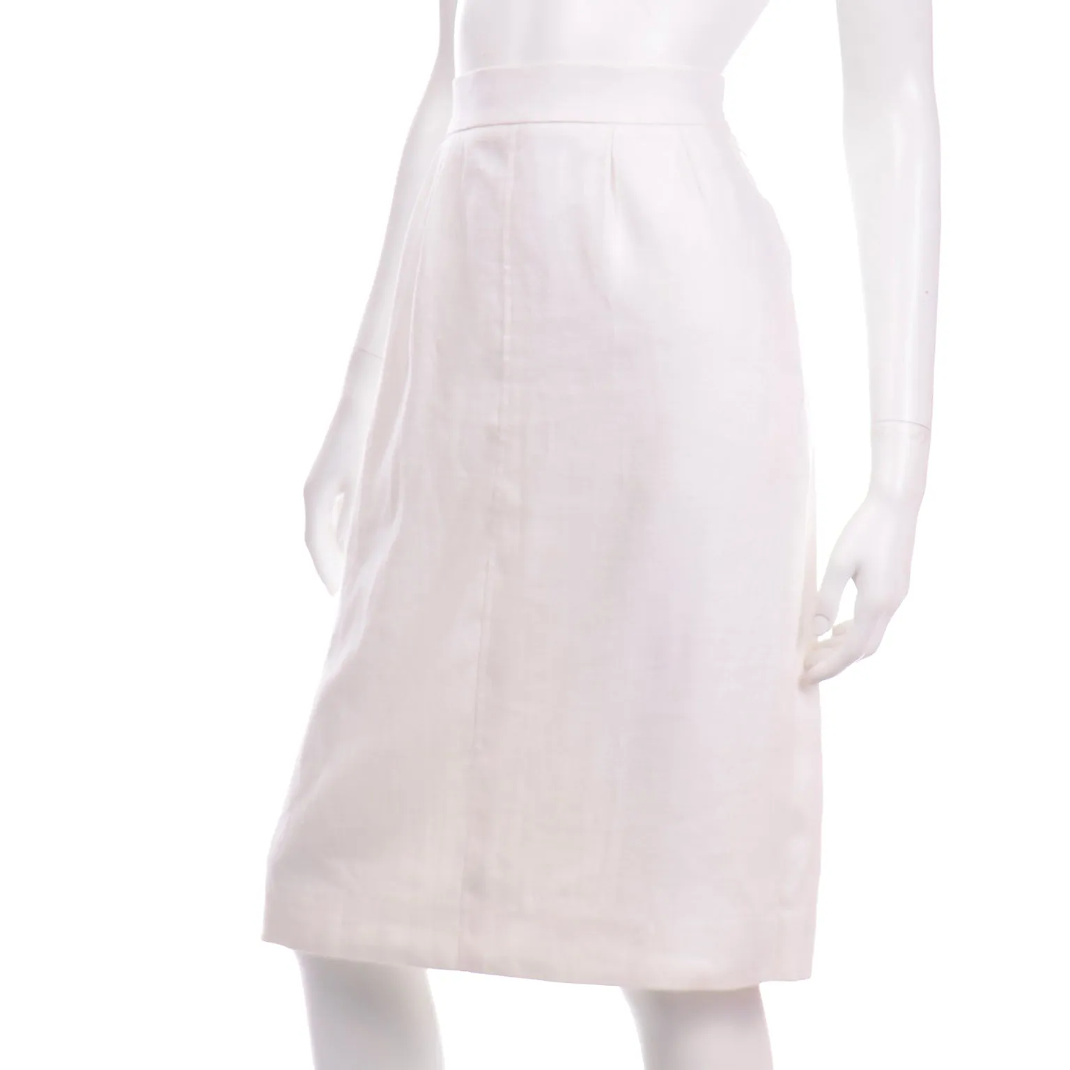 YSL Vintage Yves Saint Laurent White Linen Pencil Skirt