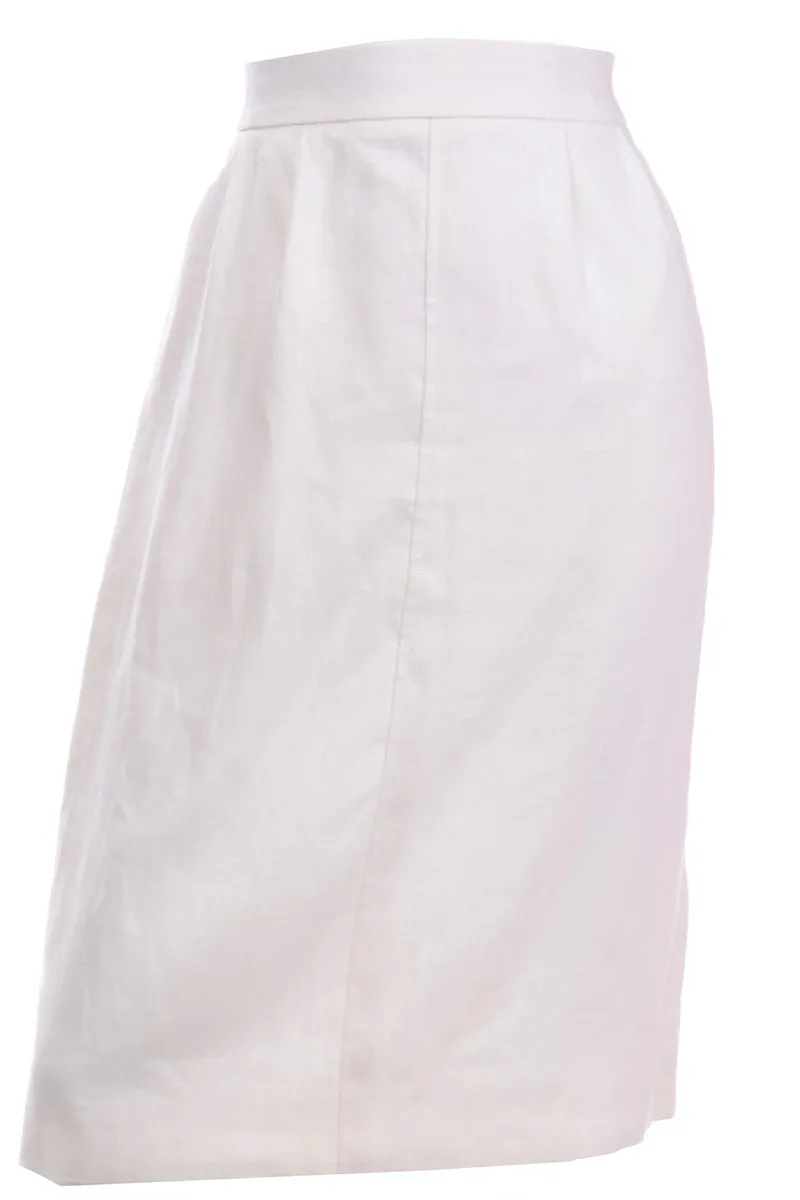 YSL Vintage Yves Saint Laurent White Linen Pencil Skirt