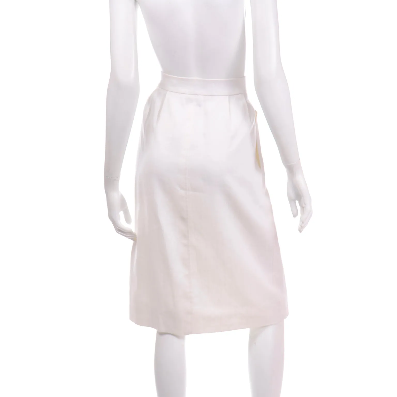 YSL Vintage Yves Saint Laurent White Linen Pencil Skirt