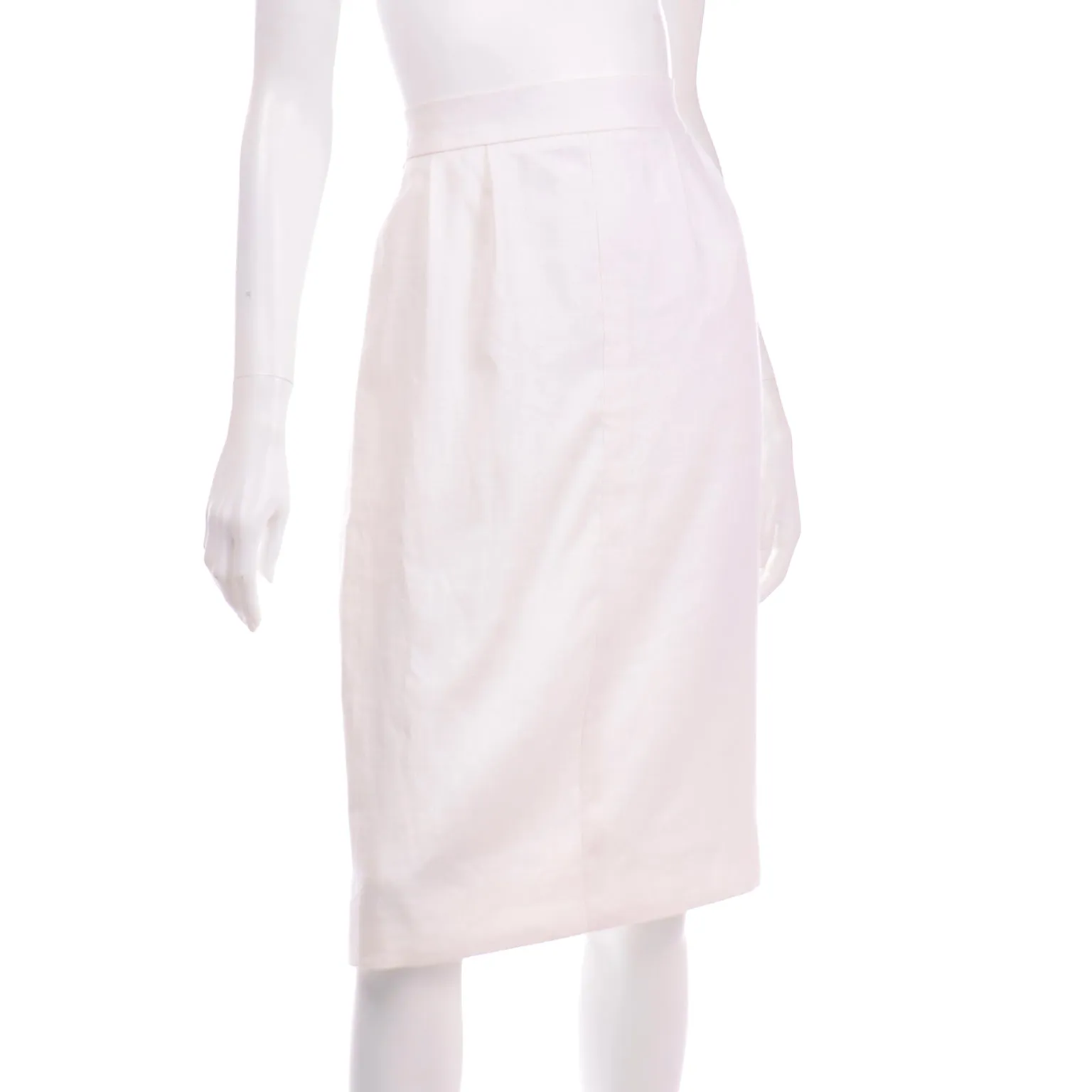 YSL Vintage Yves Saint Laurent White Linen Pencil Skirt